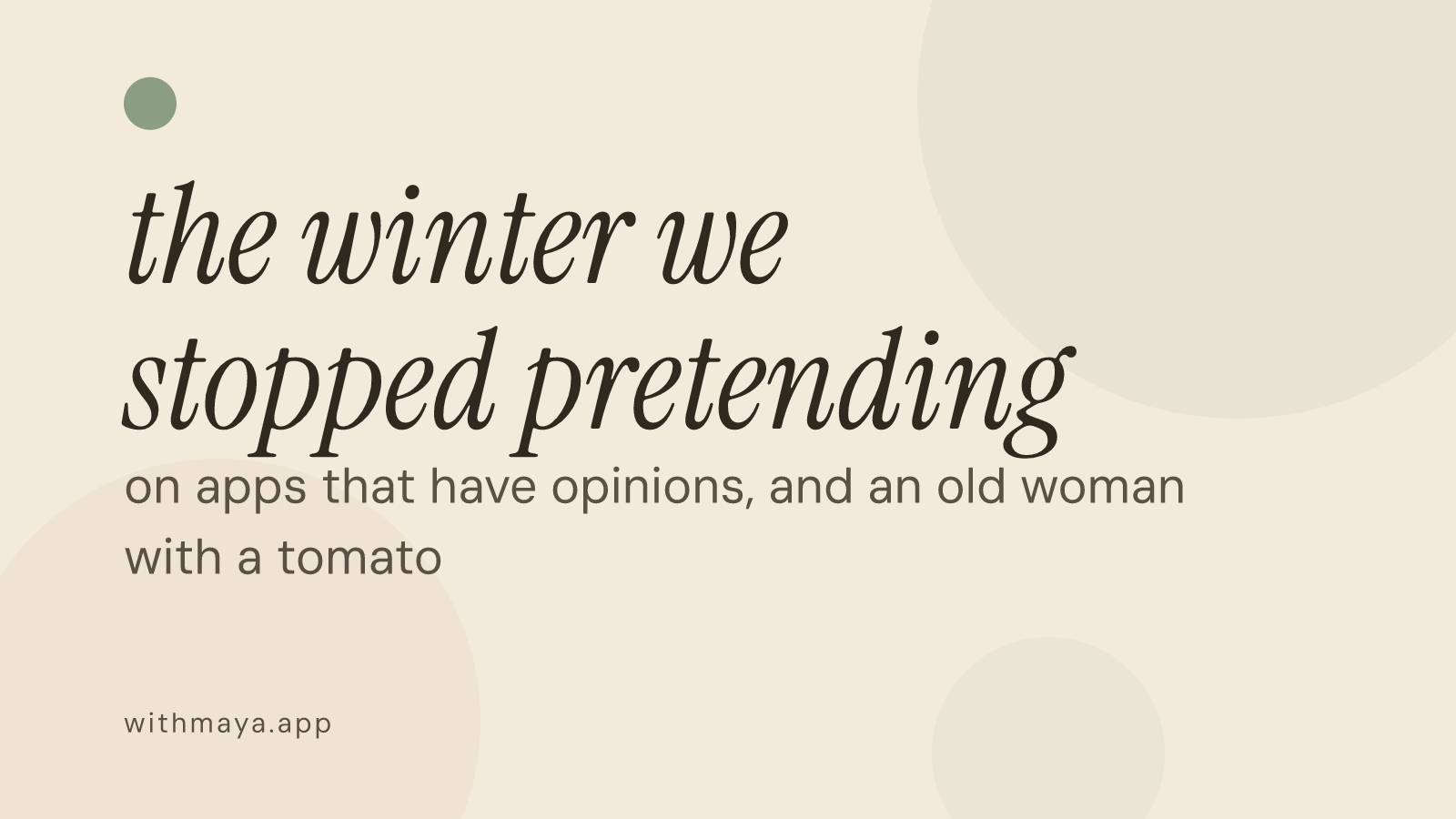 the winter we stopped pretending — maya